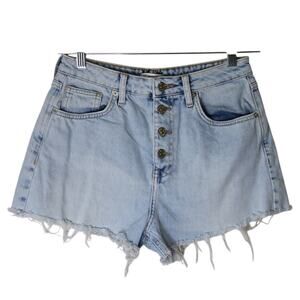 Light Blue Denim Cutoff Shorts Size 27 Button Fly Distressed